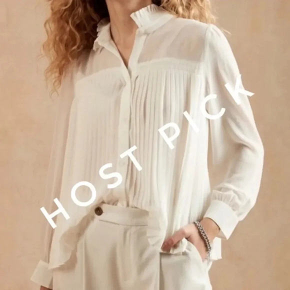 Banana Republic Chiffon Pleated Blouse - Picture 1 of 13